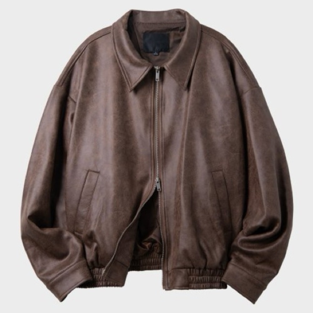 Brown Vegan Suede Jacket Size LARGE - Black Moment (Korean Brand)